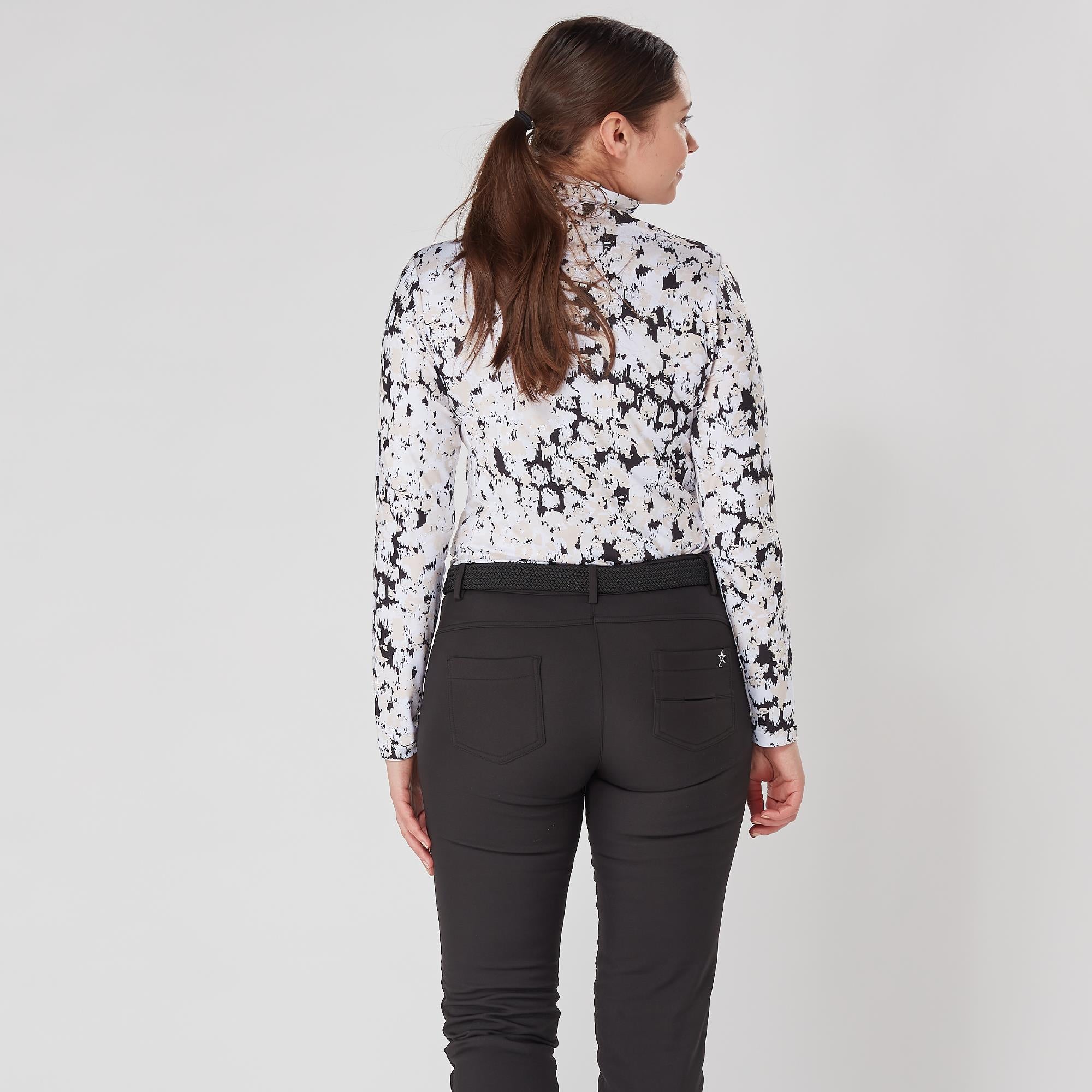 Swing Out Sister Olivia Ladies Golf Roll Neck Bleached Sand/Pearl Black